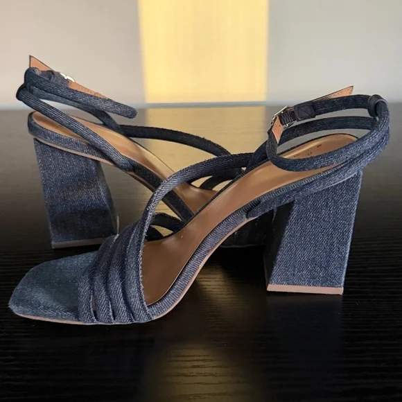 A New Day Women's Chunky Block Heel Asymmetric Ankle Strap Sandals - Picture 8 of 13